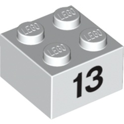 Brick 2 x 2 with Black "13" Print