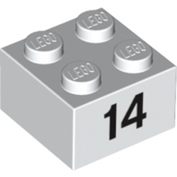 Brick 2 x 2 with Black "14" Print