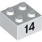 Brick 2 x 2 with Black "14" Print