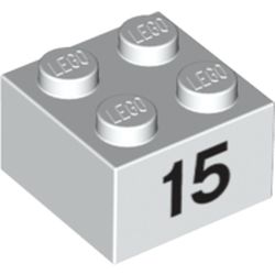Brick 2 x 2 with Black "15" Print