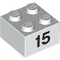 Brick 2 x 2 with Black "15" Print