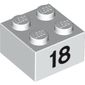 Brick 2 x 2 with Black "18" Print
