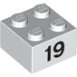 Brick 2 x 2 with Black "19" Print