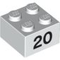 Brick 2 x 2 with Black "20" Print
