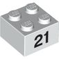 Brick 2 x 2 with Black "21" Print