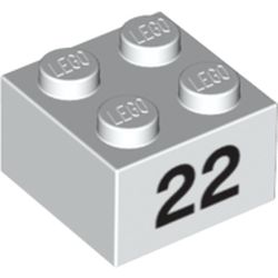 Brick 2 x 2 with Black "22" Print
