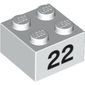 Brick 2 x 2 with Black "22" Print