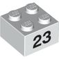 Brick 2 x 2 with Black "23" Print