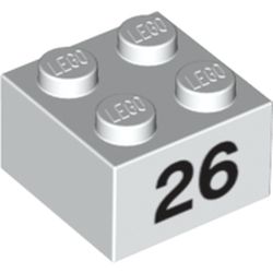 Brick 2 x 2 with Black "26" Print