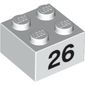 Brick 2 x 2 with Black "26" Print