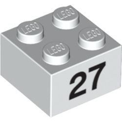 Brick 2 x 2 with Black "27" Print