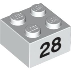 Brick 2 x 2 with Black "28" Print