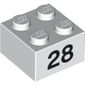 Brick 2 x 2 with Black "28" Print