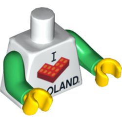 Torso I 'L Brick' LEGOLAND Print, Green Arms, Yellow Hands