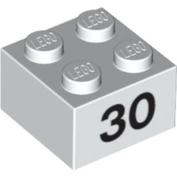Brick 2 x 2 with Black "30" Print