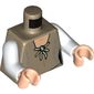 Torso Robe with Tan Tie and Dark Bluish Gray Stitching Print (Leia), White Arms, Light Nougat Hands