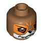 Minifig Head Furty, Dual Sided, Fox with White and Orange Face Details Smile / Grim Print [Hollow Stud]