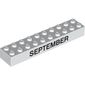 Brick 2 x 10 with Black 'SEPTEMBER' / 'OCTOBER' Print