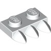 White Plate Special 1 x 2 with Three Teeth [Tri-Tooth]