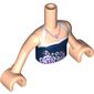 Minidoll Torso Girl with Dark Blue and White Halter Top with Flowers and Necklace Print, Light Nougat Arms and Hands