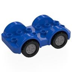 Duplo Car Base 2 x 6 - 4 Flat Silver Wheels with Black Tires on 4 Fixed Axles