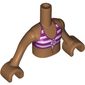 Minidoll Torso Girl with Magenta and White Striped Bikini Top Print, Medium Nougat Arms and Hands