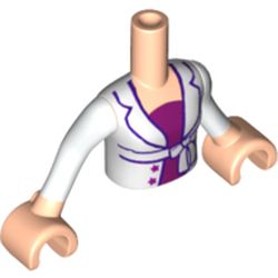 Minidoll Torso Girl with White Jacket with Magenta Top Print, White Sleeves and Light Nougat Hands