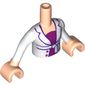 Minidoll Torso Girl with White Jacket with Magenta Top Print, White Sleeves and Light Nougat Hands
