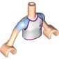 Minidoll Torso Girl with White Soccer Jersey with '7' Print, Light Nougat Arms with Hands and Bright Light Blue Short Sleeves Print