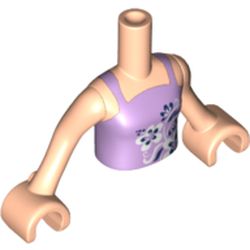 Minidoll Torso Girl with Lavender Top with Flower Design Print, Light Nougat Arms and Hands