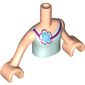 Minidoll Torso Girl with Light Aqua Top with Flower Print, Light Nougat Arms and Hands