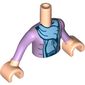 Minidoll Torso Girl with Medium Lavender Jacket with Bright Light Blue Scarf Print, Medium Lavender Sleeves and Light Nougat Hands