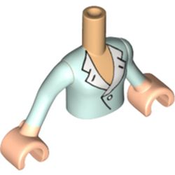 Minidoll Torso Girl with Light Aqua Blouse Print, Light Nougat Arms with Hands and Light Aqua Sleeves Print
