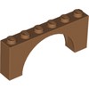 Medium Nougat Brick Arch 1 x 6 x 2 - Thin Top without Reinforced Underside [New Version]