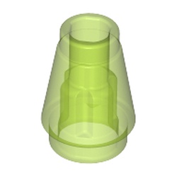 LEGO part 28701 NOSE CONE SMALL 1X1 in Transparent Bright Green/ Trans-Bright Green