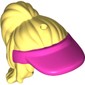 Hair Long with Ponytail, Side Bangs and Dark Pink Sun Visor [1 Hole]
