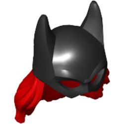 Hair and Mask, Batgirl Cowl, with Red Hair Print