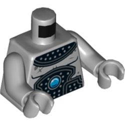 Torso Armor, Black with Silver Circles and Blue Round Jewel Print, Light Bluish Gray Arms and Hands