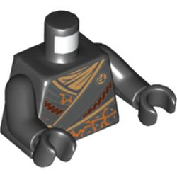 Torso Robe with Gold Buckles and Earth Power Emblem Print, Black Arms and Hands