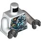 Torso, Odd Arms, Nindroid Components and Ice Logo Print, Left Flat Silver Arm, Right White Arm, Black Hands