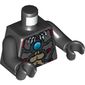 Torso Armor, Muscles, Bone Necklace, Red Winged Skull Emblem and Blue Round Jewel (Chi) Print, Black Arms and Hands