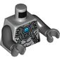 Torso Armor with Straps and Blue Round Jewel (Chi) Print, Black Arms, Dark Bluish Gray Hands