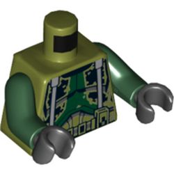 Torso Armor Camouflage Print (Commander Gree), Dark Green Arms, Black Hands