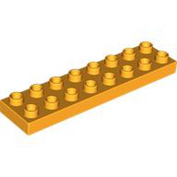 LEGO part 44524 Duplo Plate 2 x 8 in Flame Yellowish Orange/ Bright Light Orange