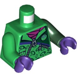 Torso, Odd Arms, Jacket with Zipper, Question Marks and Dark Purple Scarf Print, Left Dark Green Arm, Right Green Arm, Dark Purple Hands