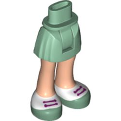 Minidoll Hips and Short Skirt with Light Nougat Legs, Sand Green and White Shoes with Laces Print