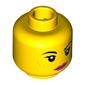 Minifig Head Lucy Wyldstyle, Female, Eyebrows, Eyelashes, Pink Lips, Freckles, Lopsided Smile Print [Hollow Stud]
