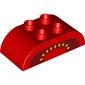 Duplo Brick 2 x 4 Curved Top with Tomato Yellow Seeds and Black Cavity Print