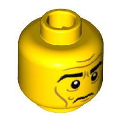 Minifig Head Abraham Lincoln, Eyebrows, Cheek Lines, White Pupils Print [Hollow Stud]