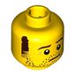Minifig Head Larry the Barista, Brown Sideburns, Stubble and Eyebrows, Neutral Mouth [Hollow Stud]